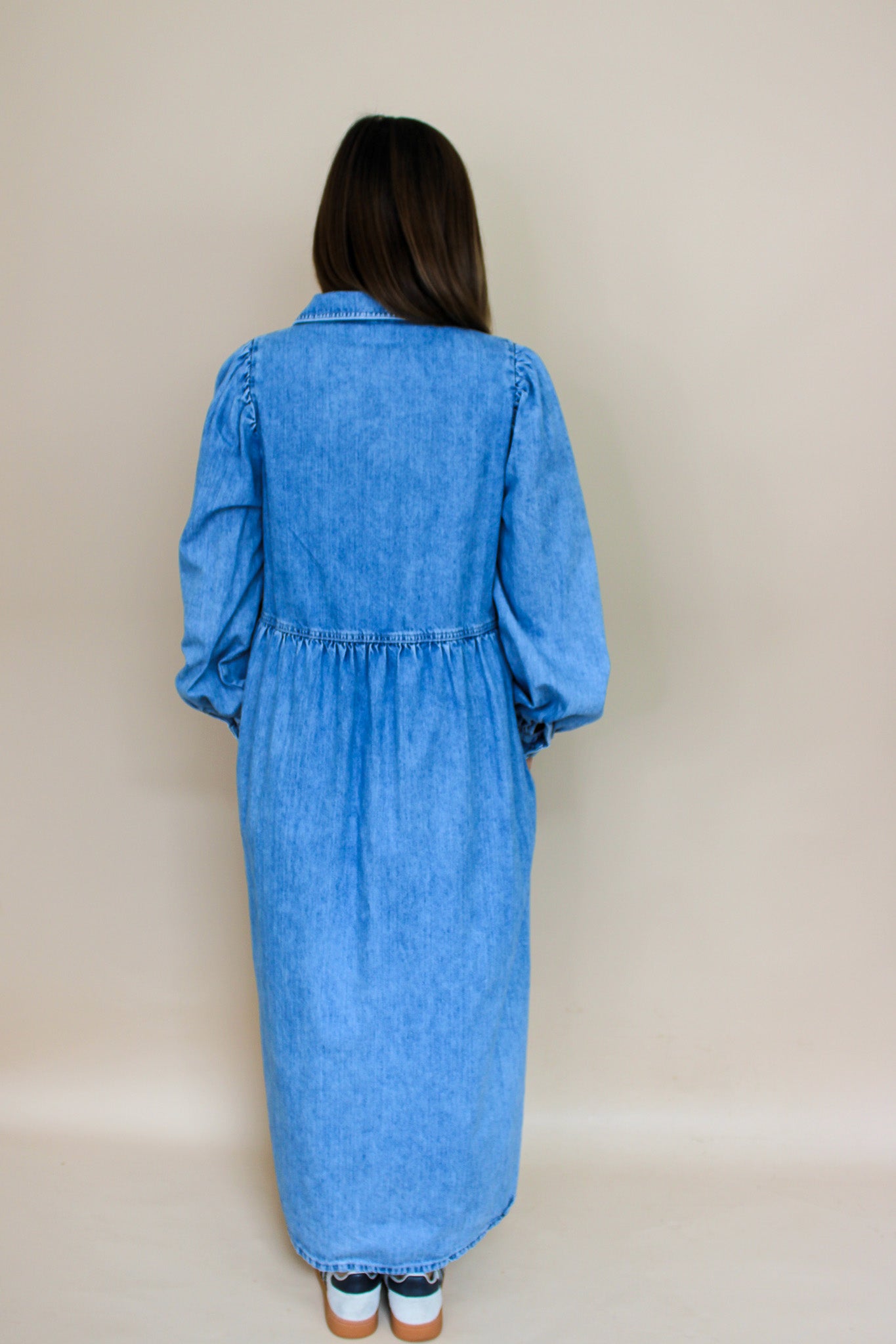 ALIGNE Gabriella Zip Neck Denim Midi Dress Size 12