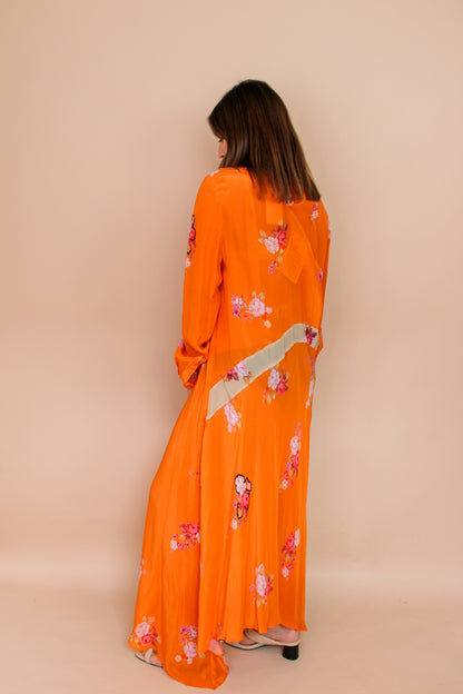 PREEN LINE Selena floral print crepe de chine maxi dress Size L