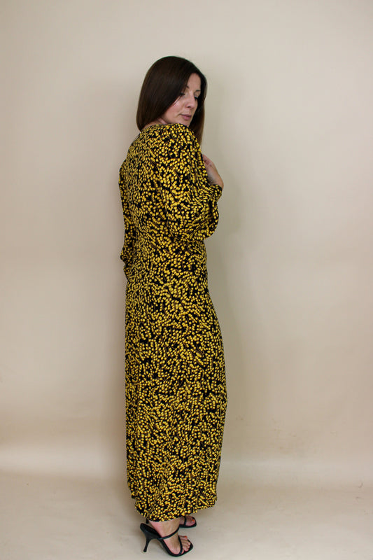 GANNI Ala Georgette Button Floral Long Dress Size 6-8