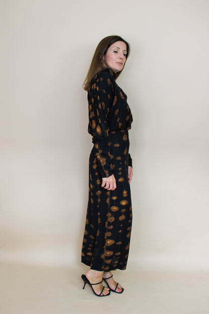 MASSIMO DUTTI Long spot print collared dress Size 8