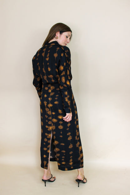 MASSIMO DUTTI Long spot print collared dress Size 8
