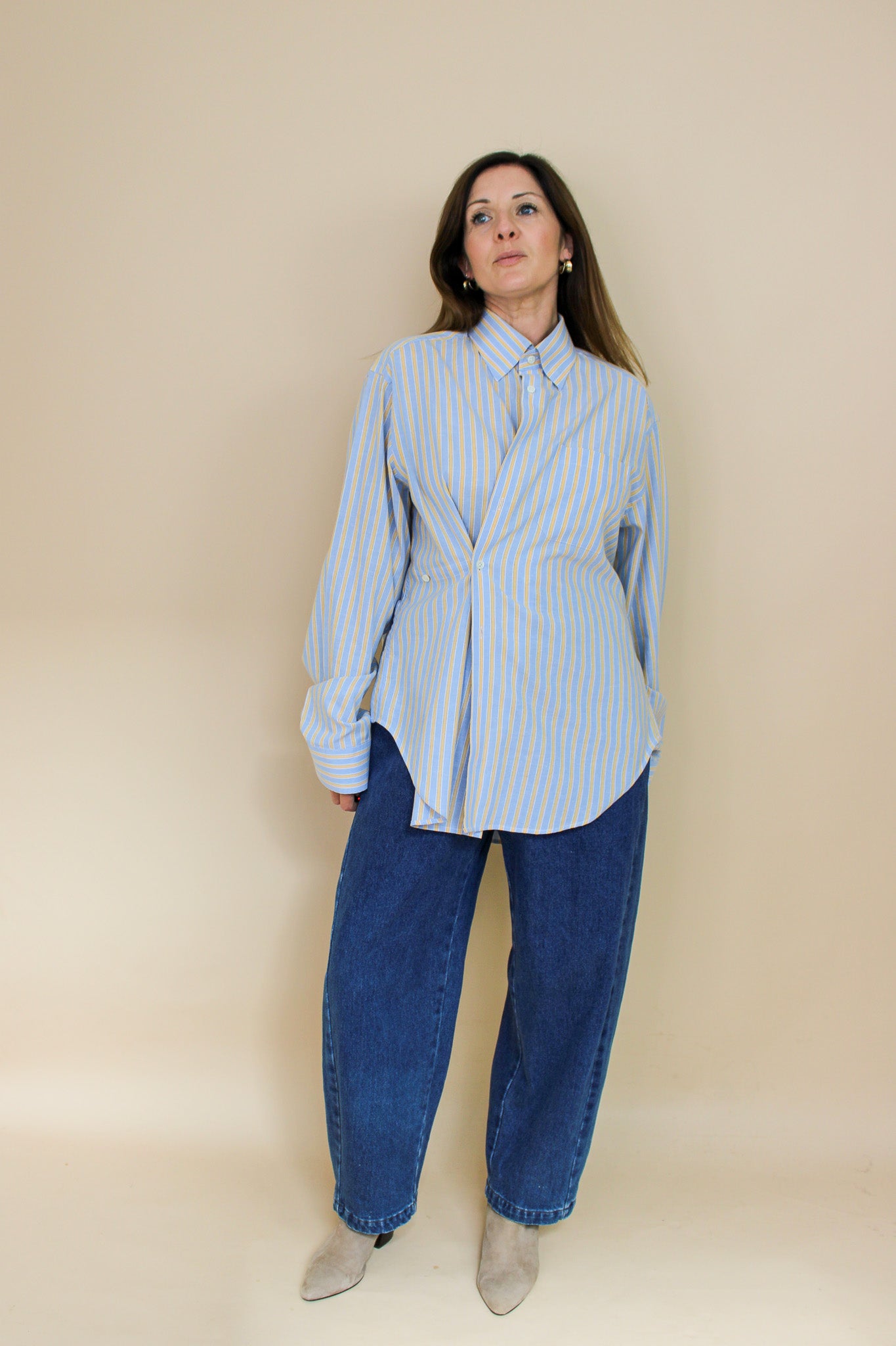 MELISSA MUNRO Reworked Everyday Stripe Shirt Size M