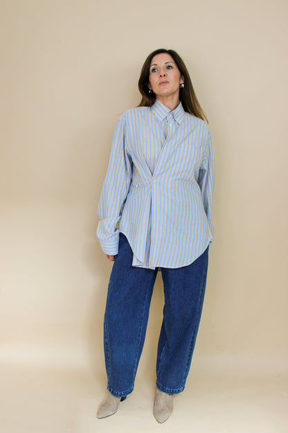 MELISSA MUNRO Reworked Everyday Stripe Shirt Size M