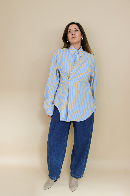 MELISSA MUNRO Reworked Everyday Stripe Shirt Size M