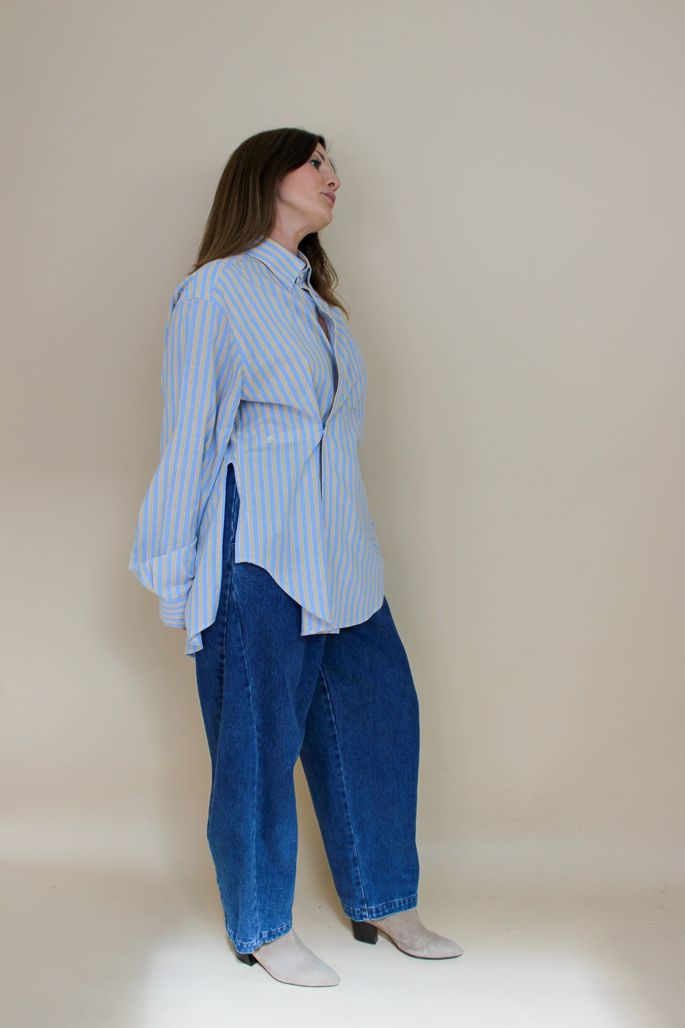 MELISSA MUNRO Reworked Everyday Stripe Shirt Size M