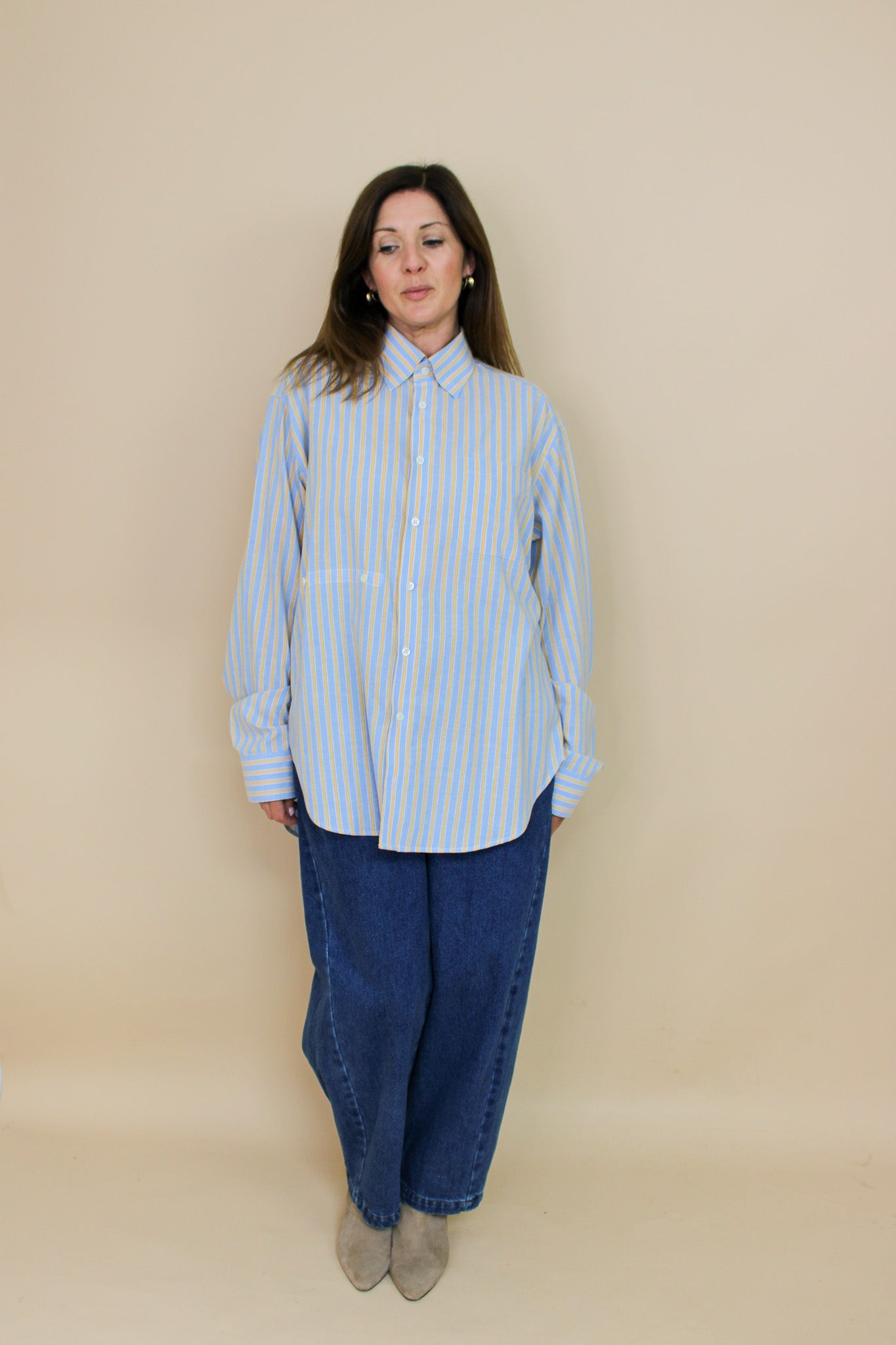 MELISSA MUNRO Reworked Everyday Stripe Shirt Size M