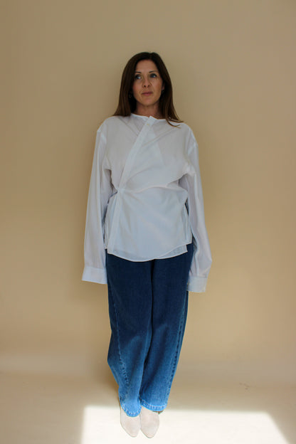 MELISSA MUNRO Reworked collarless Shirt Size M