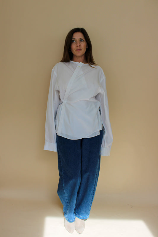 MELISSA MUNRO Reworked collarless Shirt Size M