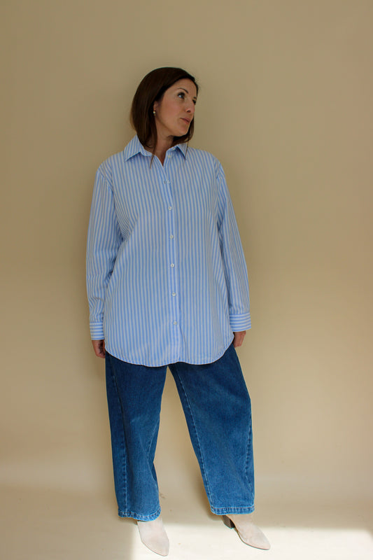 SAMSOE SAMSOE Haley Stripe Cotton Classic Shirt Size 8-10
