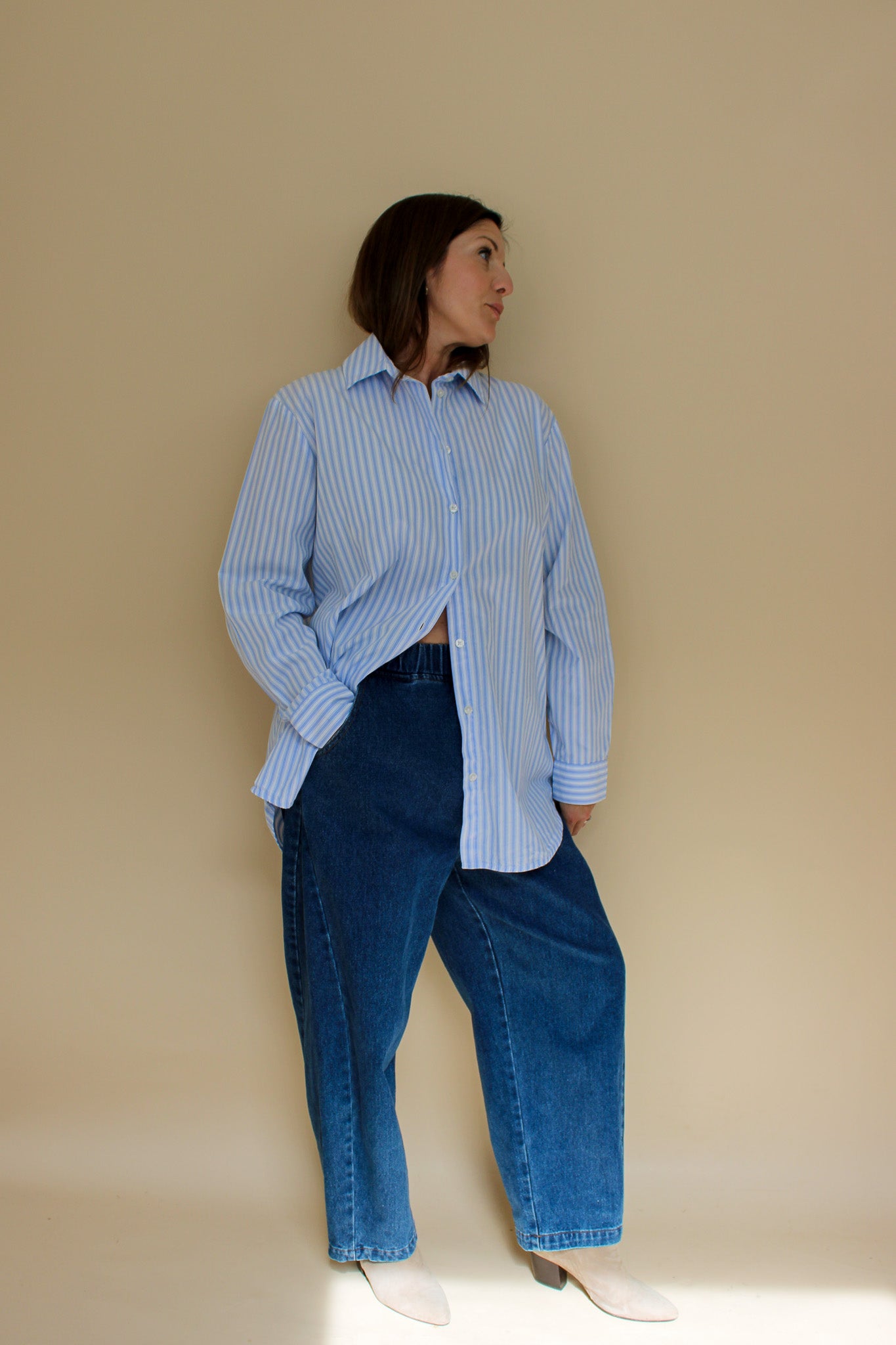 SAMSOE SAMSOE Haley Stripe Cotton Classic Shirt Size 8-10