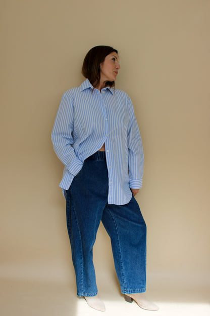 SAMSOE SAMSOE Haley Stripe Cotton Classic Shirt Size 8-10