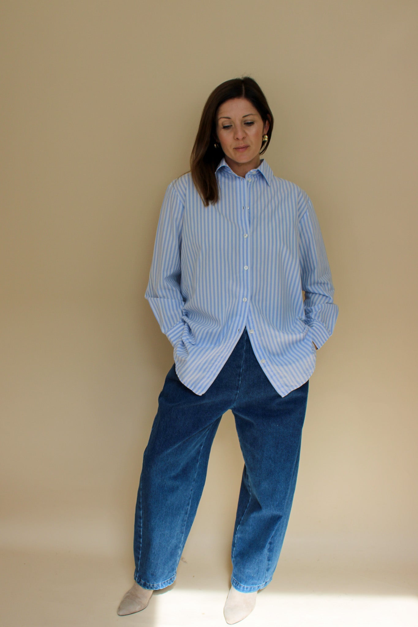 SAMSOE SAMSOE Haley Stripe Cotton Classic Shirt Size 8-10