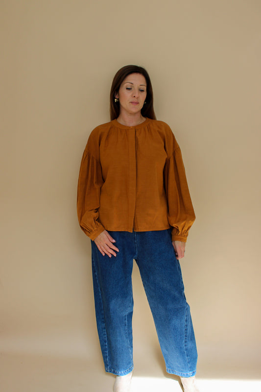 MEADOWS Collarless Blouse Size 8-10