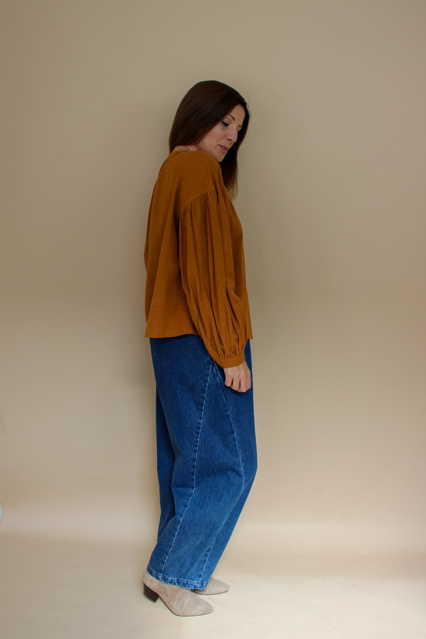 MEADOWS Collarless Blouse Size 8-10