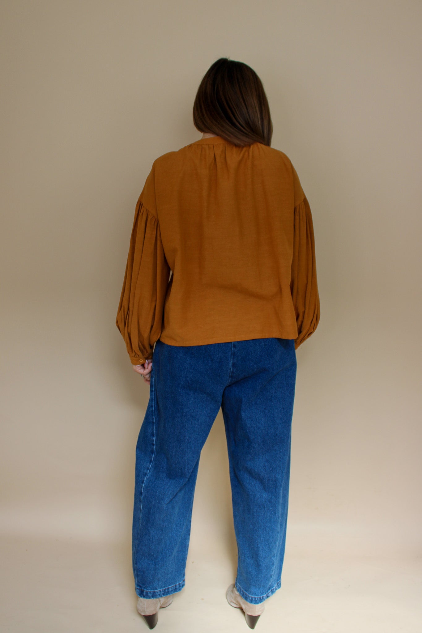 MEADOWS Collarless Blouse Size 8-10