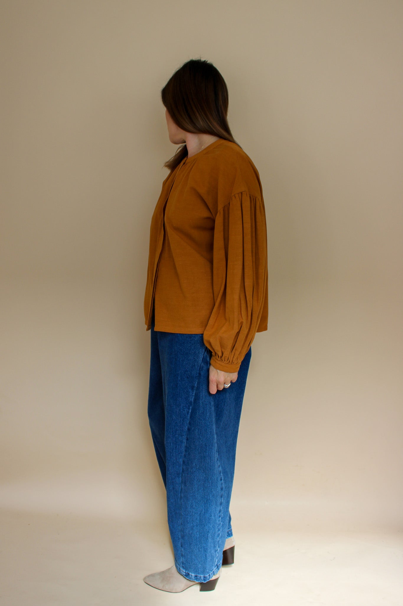 MEADOWS Collarless Blouse Size 8-10