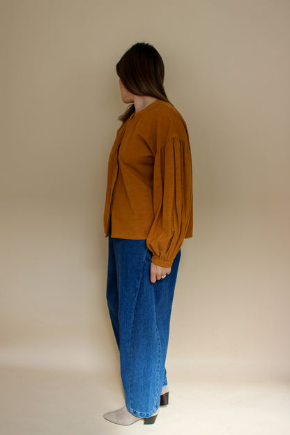MEADOWS Collarless Blouse Size 8-10