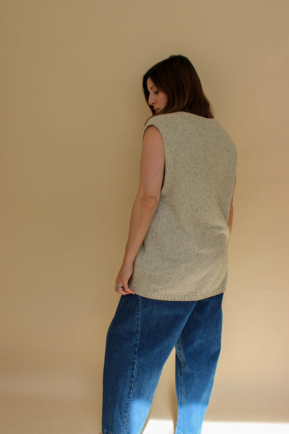 VINTAGE ST MICHAEL Raw Silk Knitted Long Waistcoat Size L
