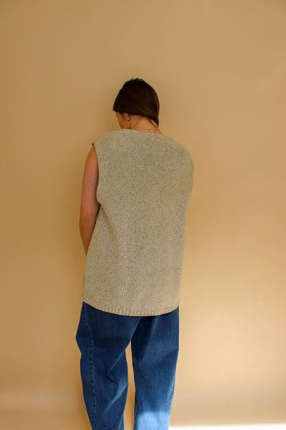 VINTAGE ST MICHAEL Raw Silk Knitted Long Waistcoat Size L