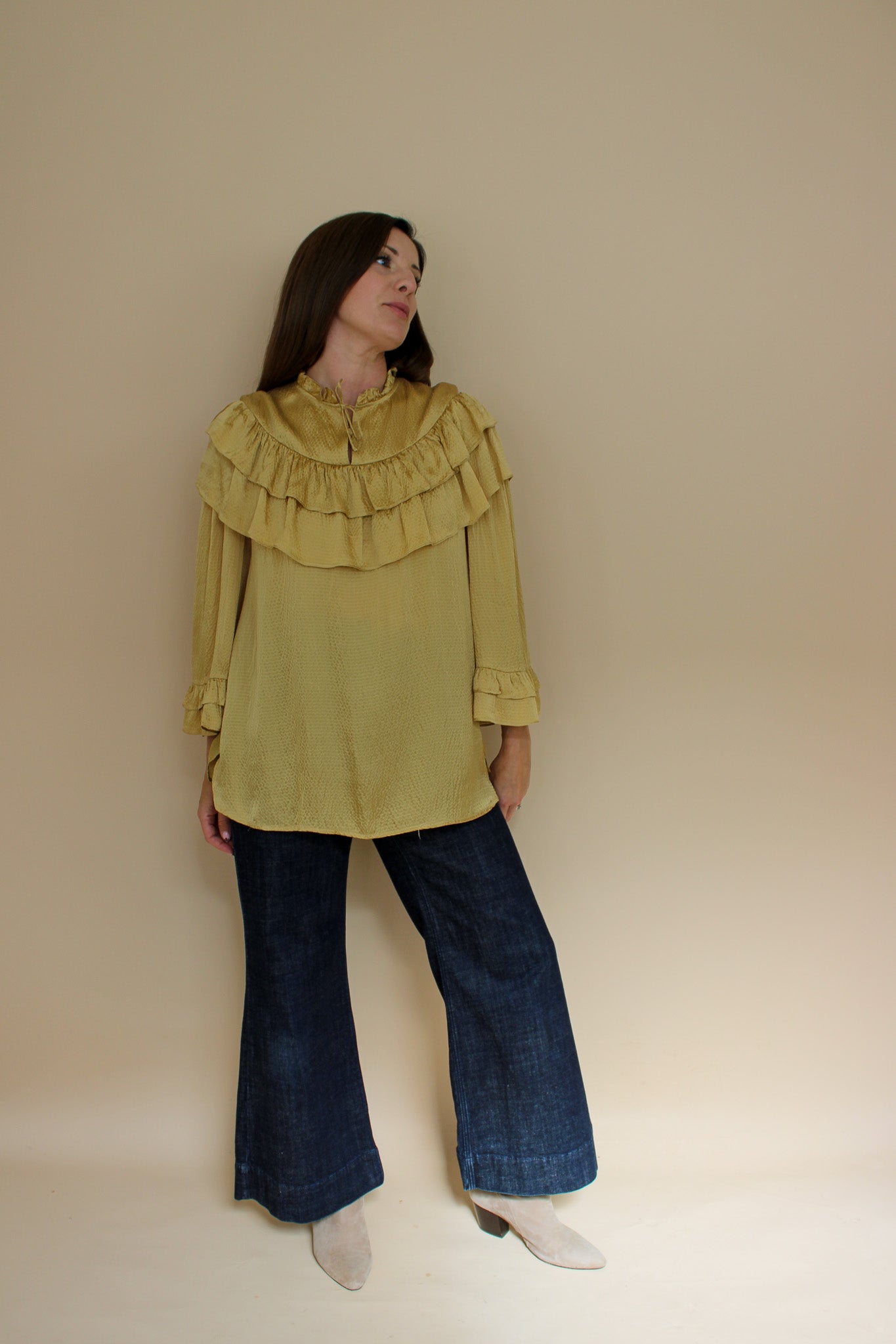 STELLA NOVA Silk Frill Long Blouse Size 10