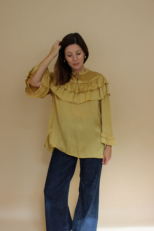 STELLA NOVA Silk Frill Long Blouse Size 10