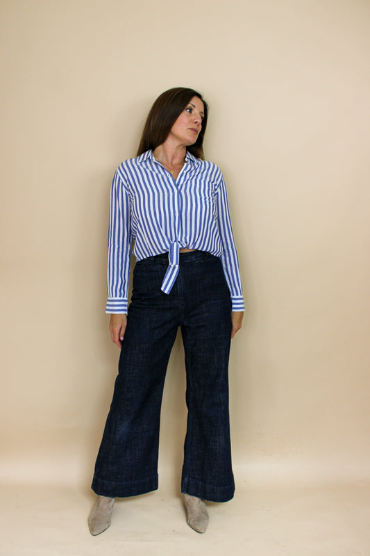 RAILS Striped Tie Cropped Shirt Size S