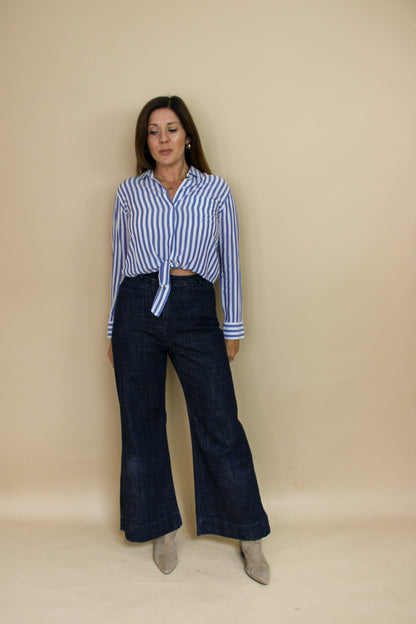 RAILS Striped Tie Cropped Shirt Size S