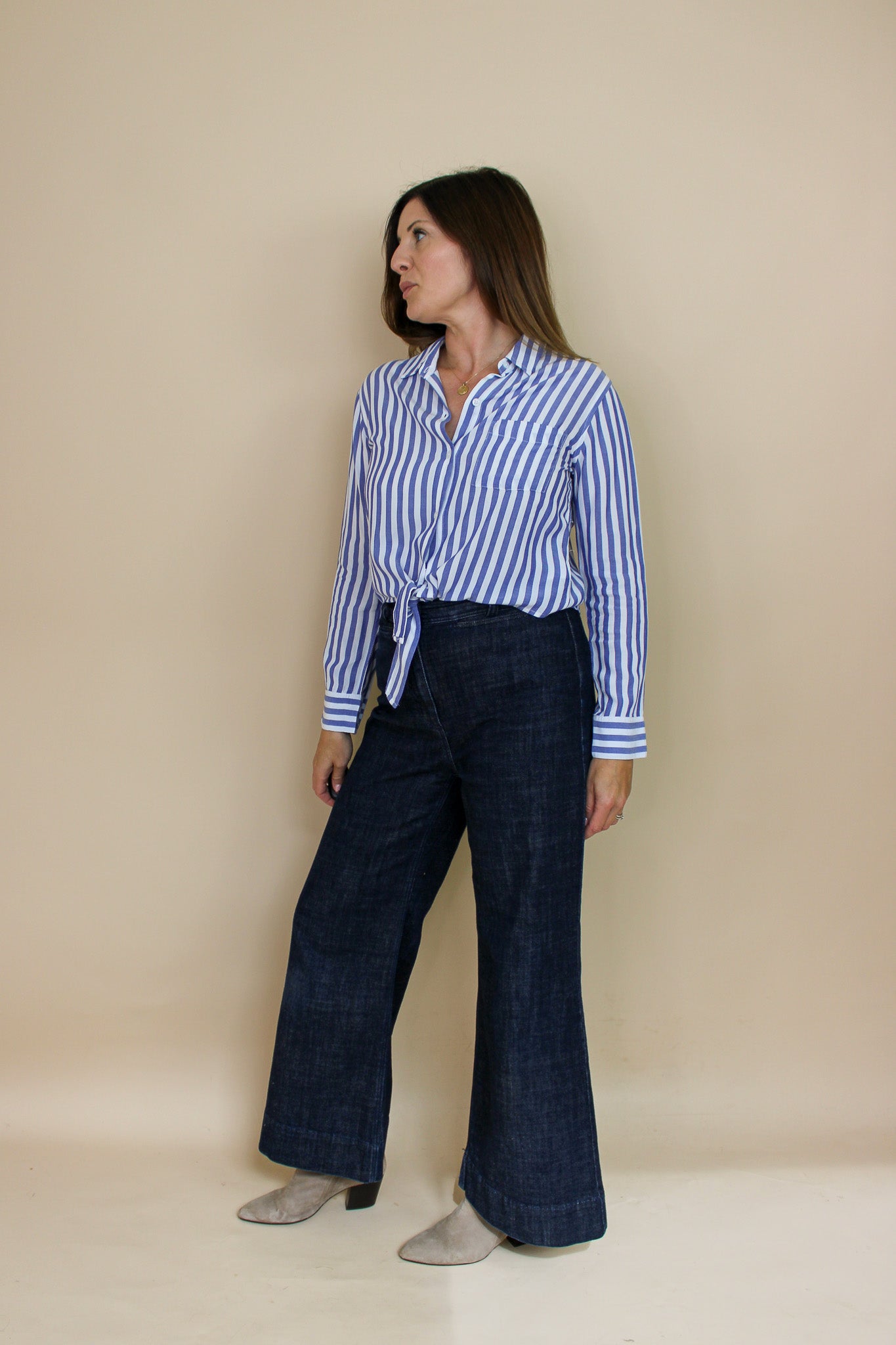 RAILS Striped Tie Cropped Shirt Size S