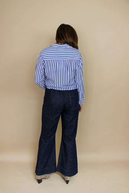 RAILS Striped Tie Cropped Shirt Size S