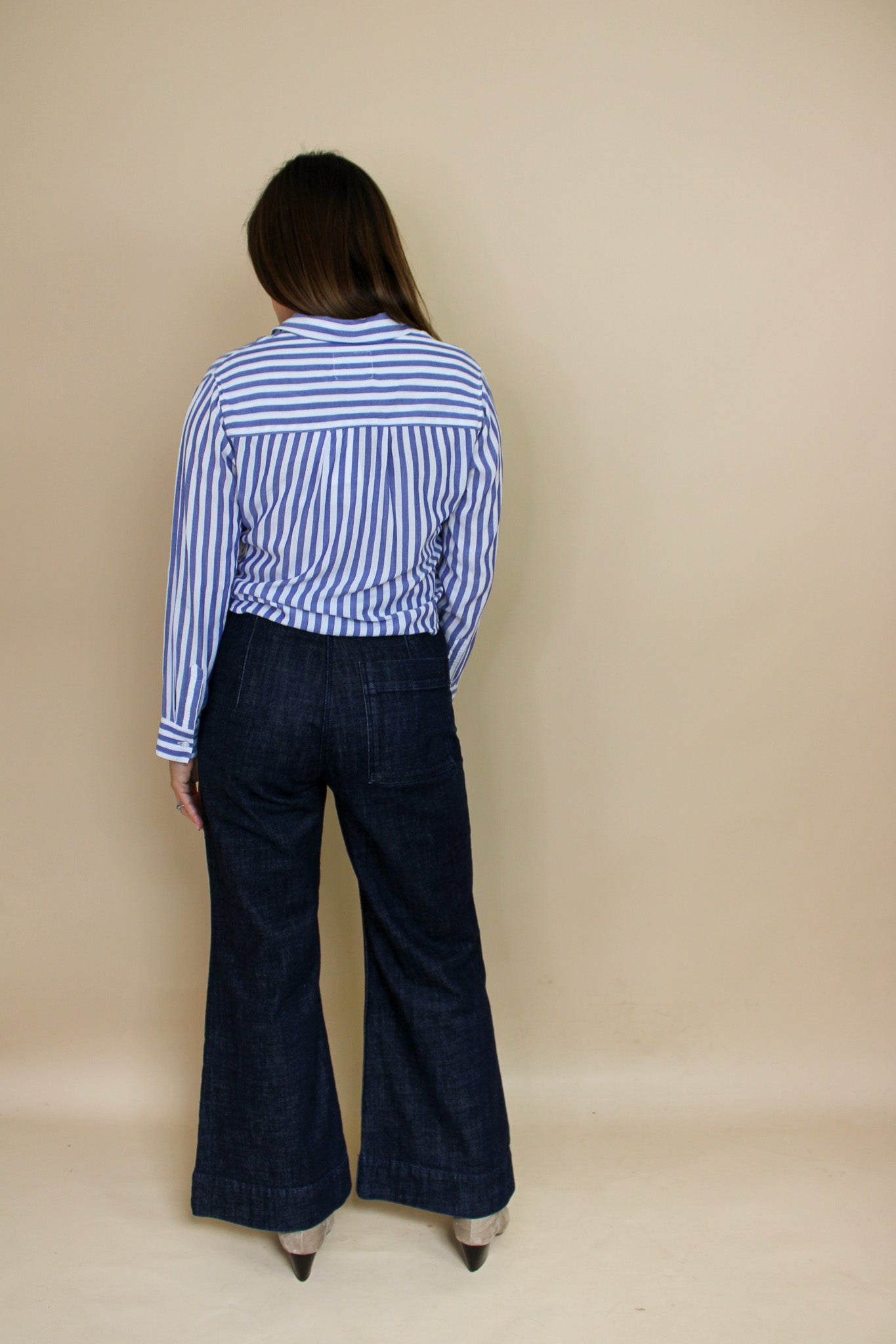 RAILS Striped Tie Cropped Shirt Size S