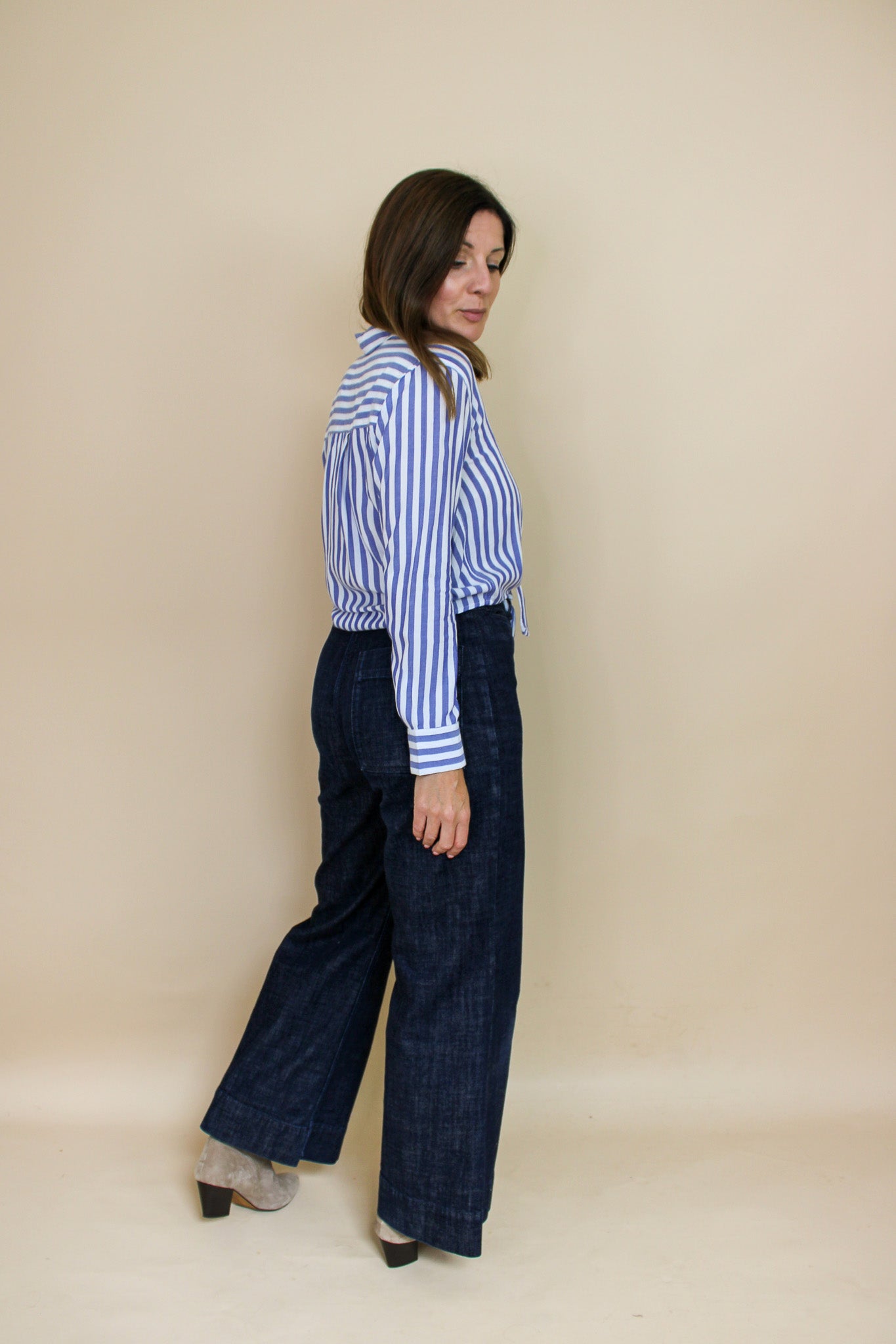 RAILS Striped Tie Cropped Shirt Size S