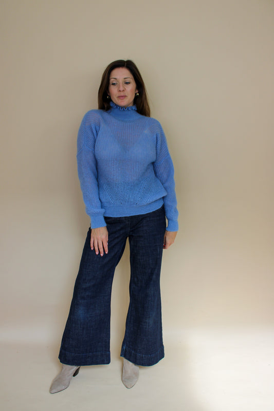 ESSENTIEL ANTWERP Rang High Neck Frill Loose Knit Jumper Size S
