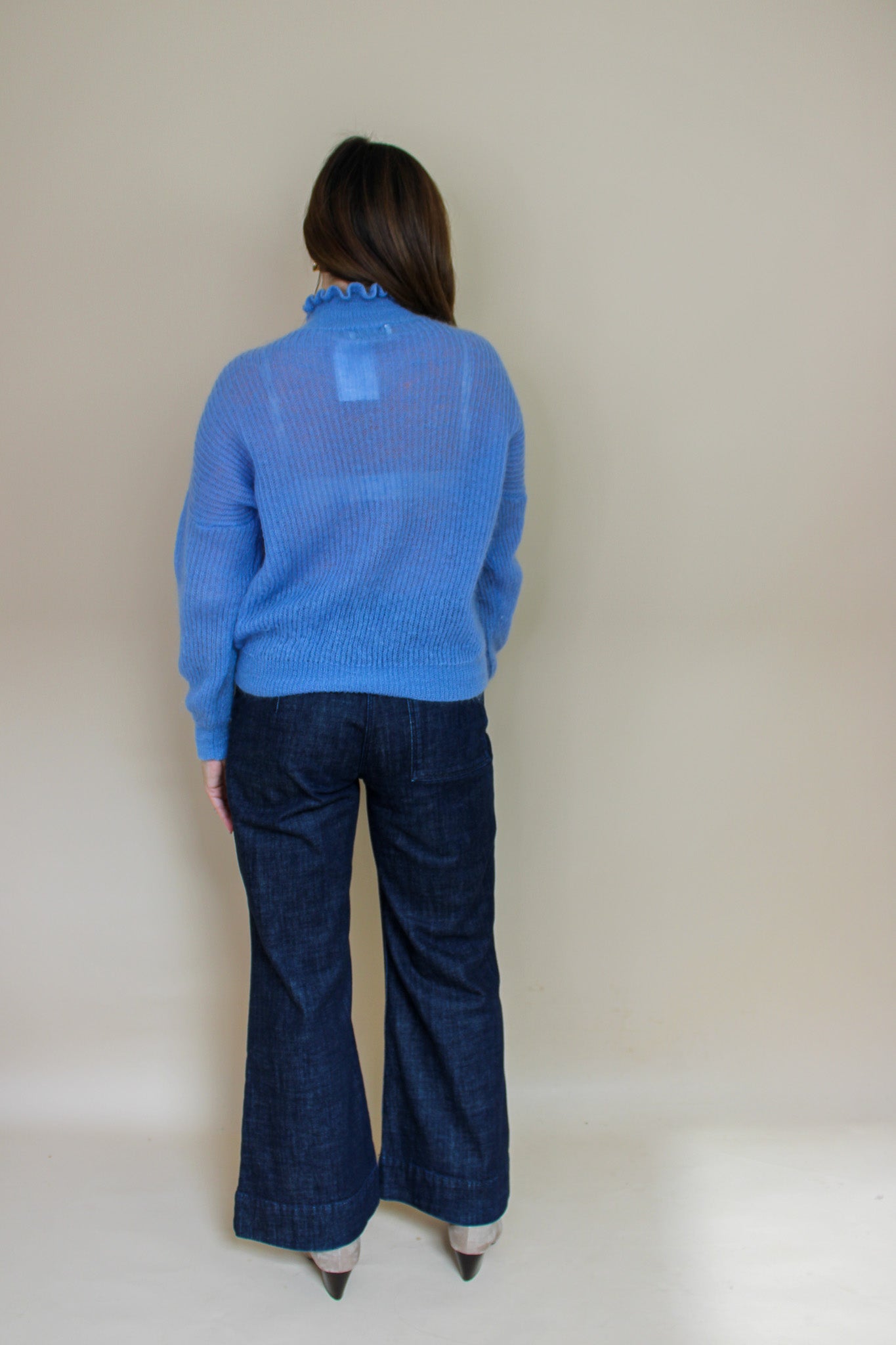 ESSENTIEL ANTWERP Rang High Neck Frill Loose Knit Jumper Size S