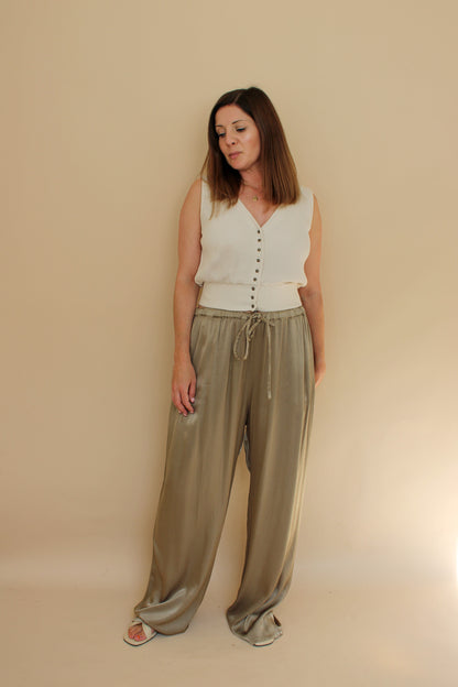GHOST Drawstring Satin Trousers Size XL