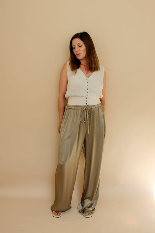 GHOST Drawstring Satin Trousers Size XL