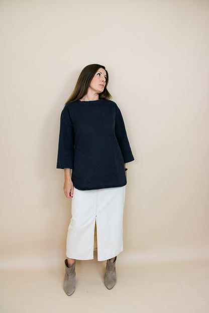 TOAST Washed Denim Pocket Short Sleeved Top Size S