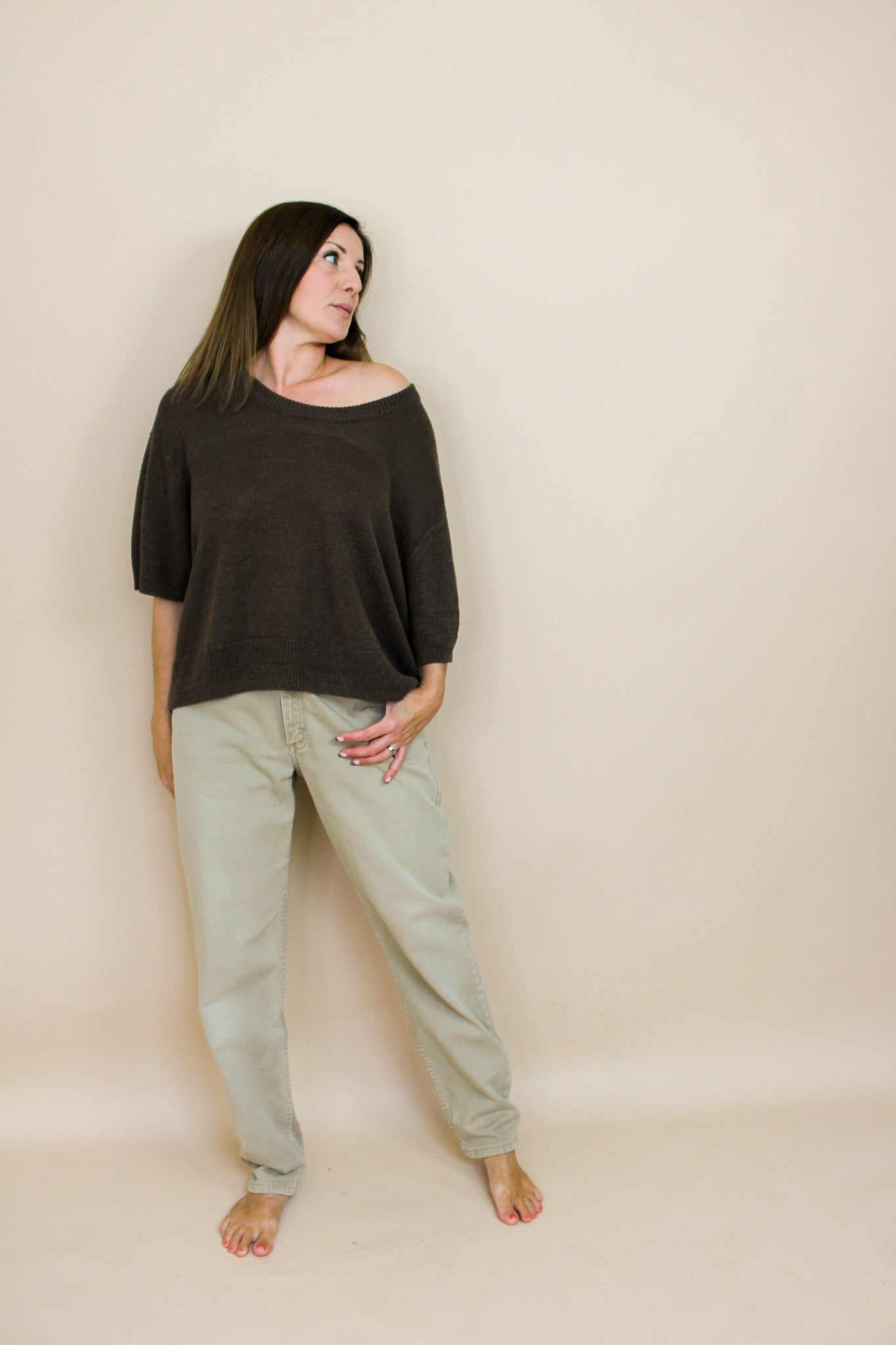 JIGSAW Short Sleeve LInen Jumper Size L