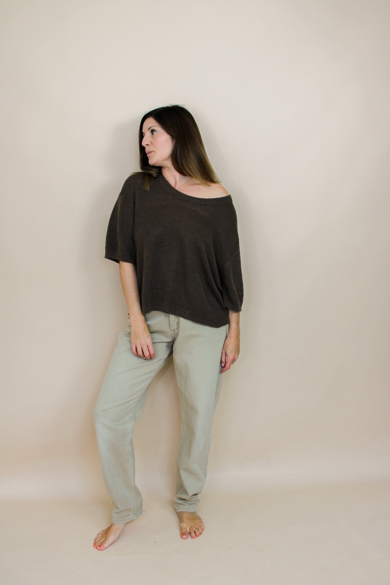JIGSAW Short Sleeve LInen Jumper Size L