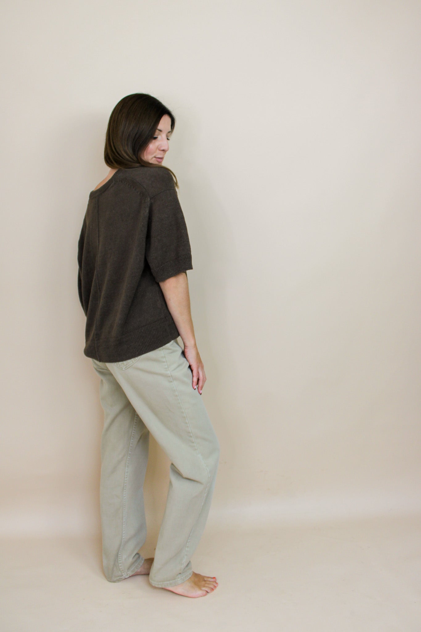 JIGSAW Short Sleeve LInen Jumper Size L