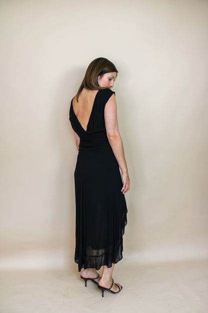 THE KOOPLES V-Back High Low Hem Flounce Dress Size 1 (UK 6-8)
