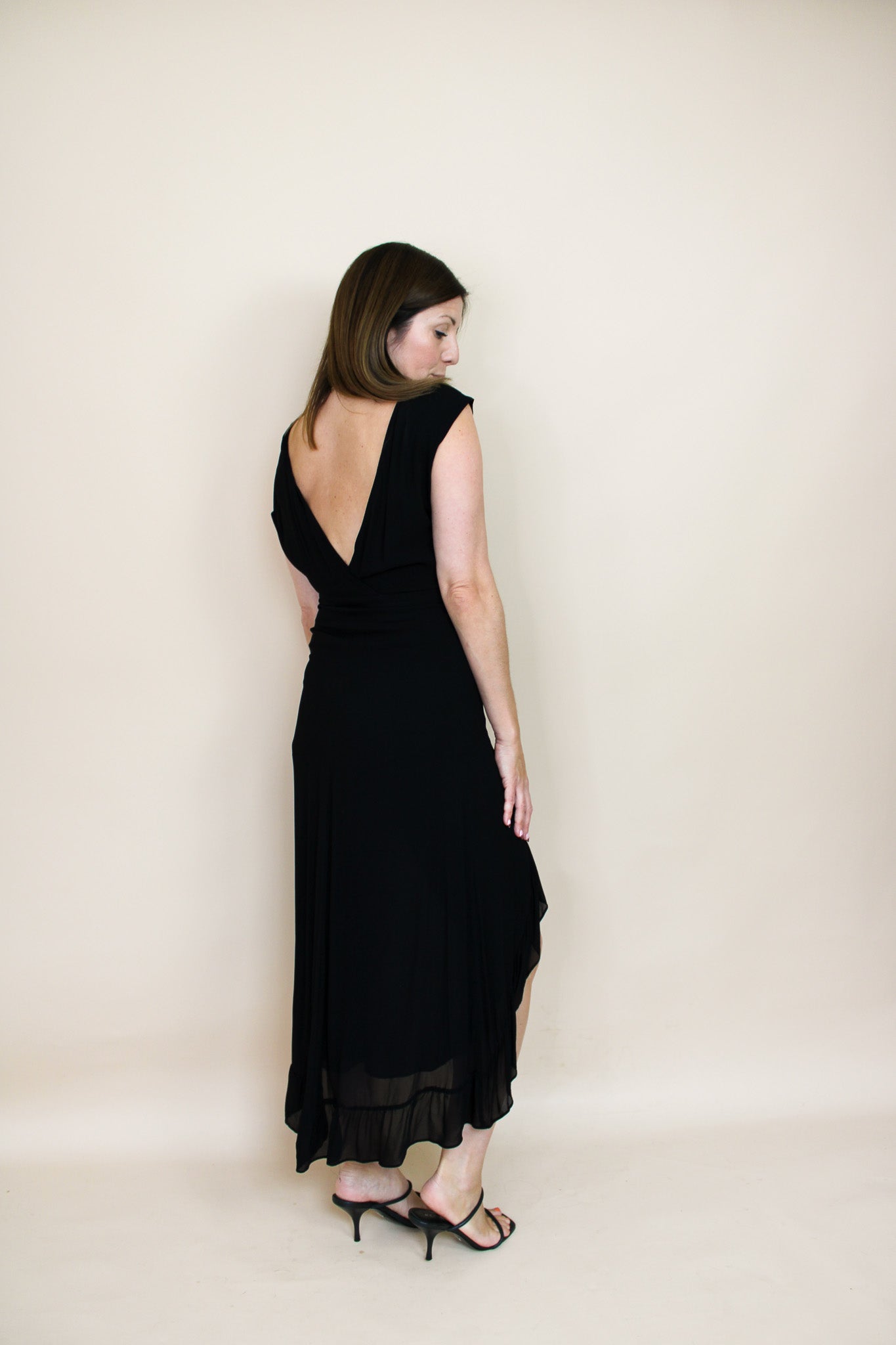 THE KOOPLES V-Back High Low Hem Flounce Dress Size 1 (UK 6-8)
