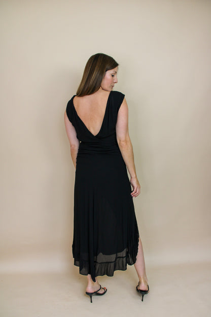 THE KOOPLES V-Back High Low Hem Flounce Dress Size 1 (UK 6-8)