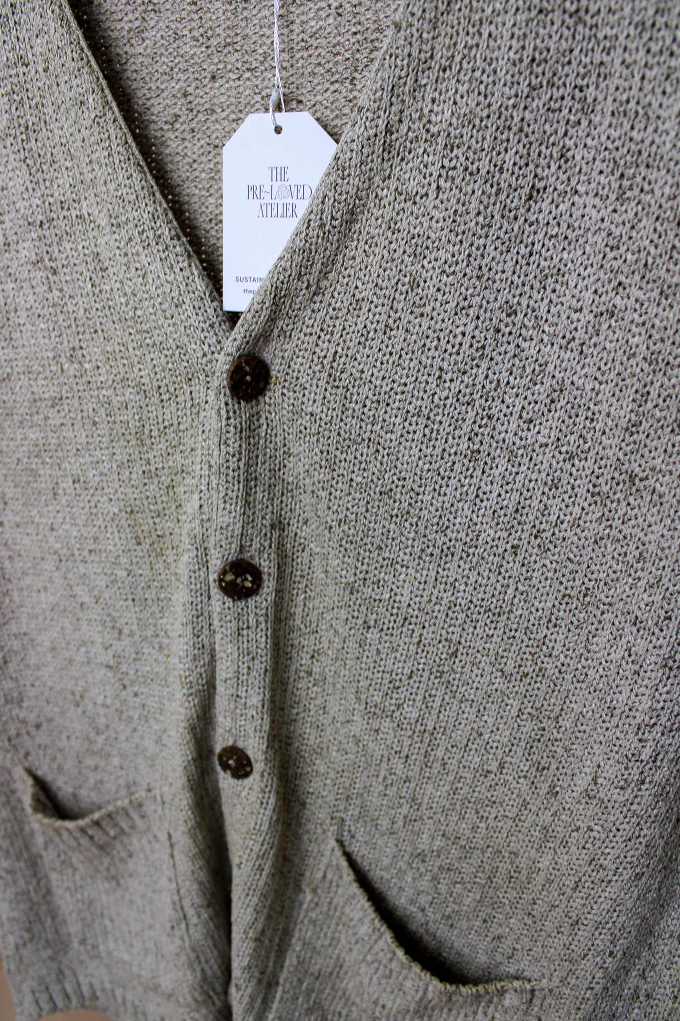 VINTAGE ST MICHAEL Raw Silk Knitted Long Waistcoat Size L