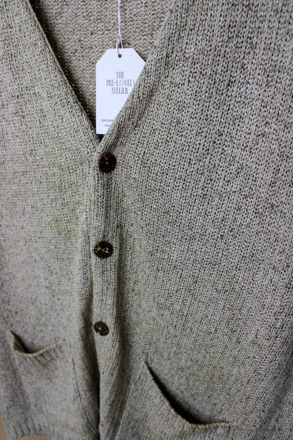 VINTAGE ST MICHAEL Raw Silk Knitted Long Waistcoat Size L