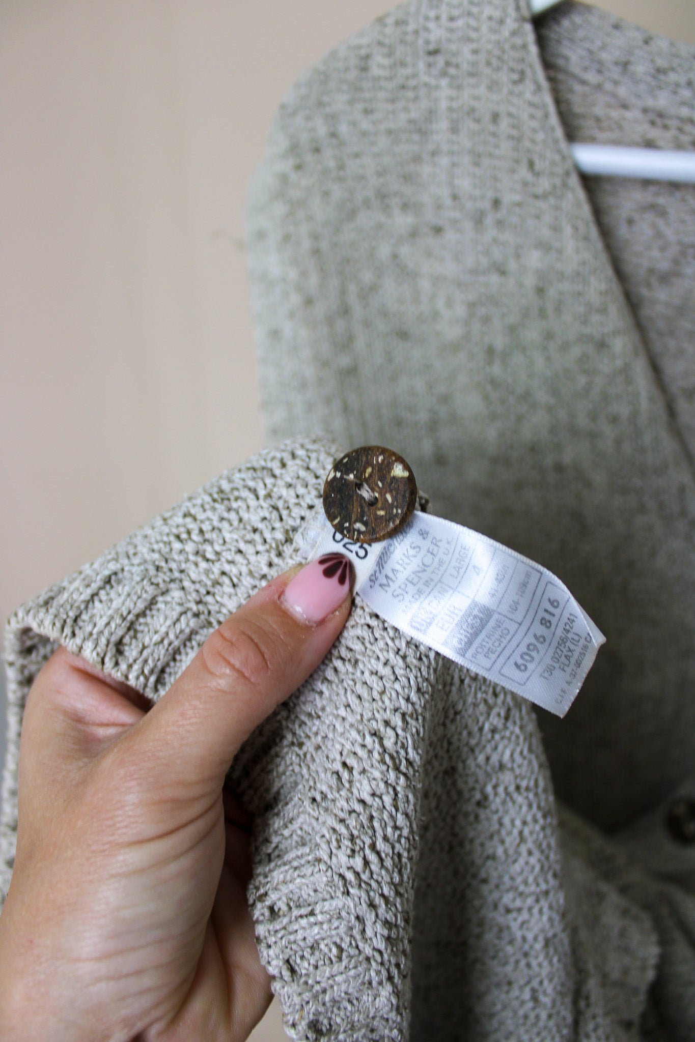 VINTAGE ST MICHAEL Raw Silk Knitted Long Waistcoat Size L