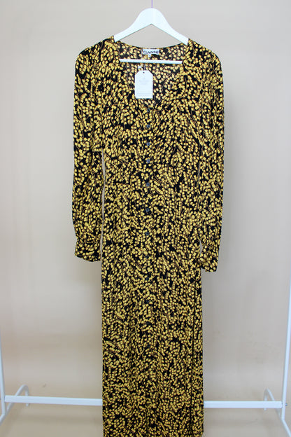 GANNI Ala Georgette Button Floral Long Dress Size 6-8