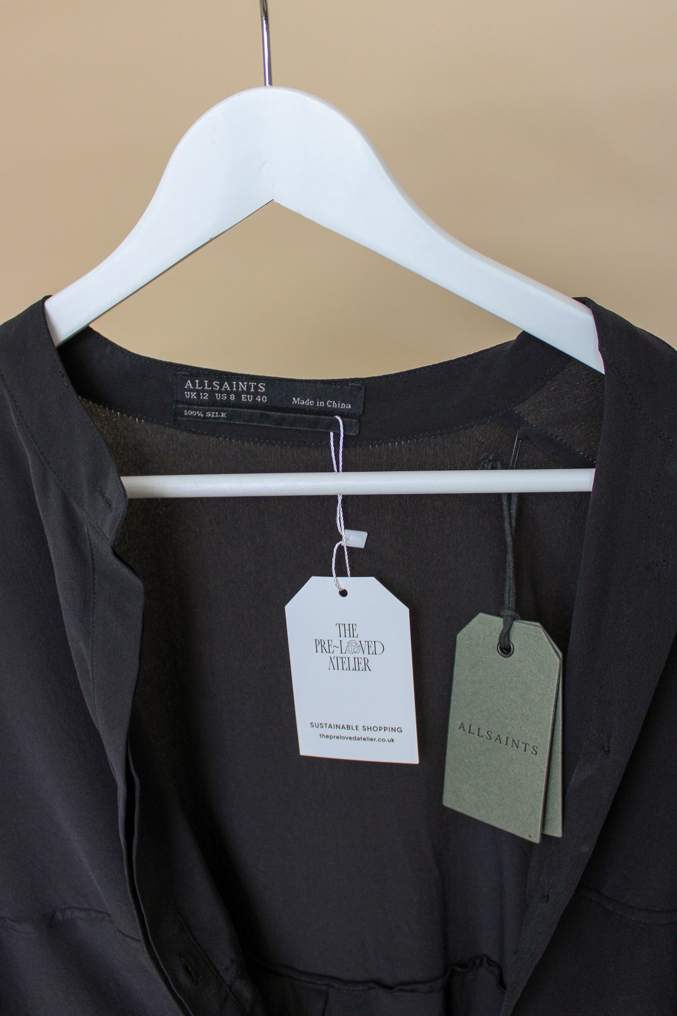 ALL SAINTS Helle Silk Shirt Dress Size 12