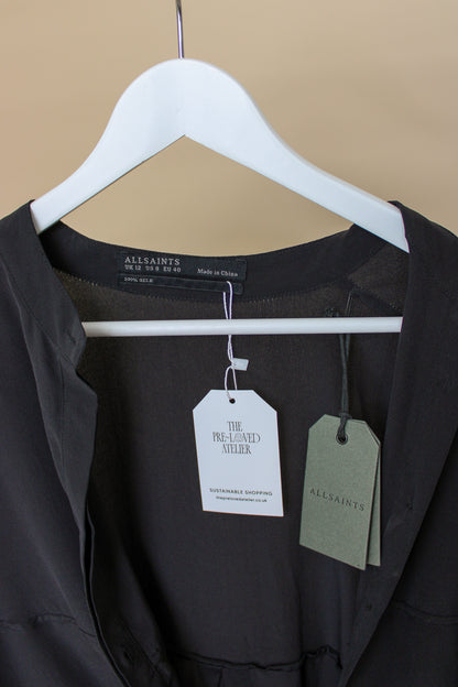 ALL SAINTS Helle Silk Shirt Dress Size 12