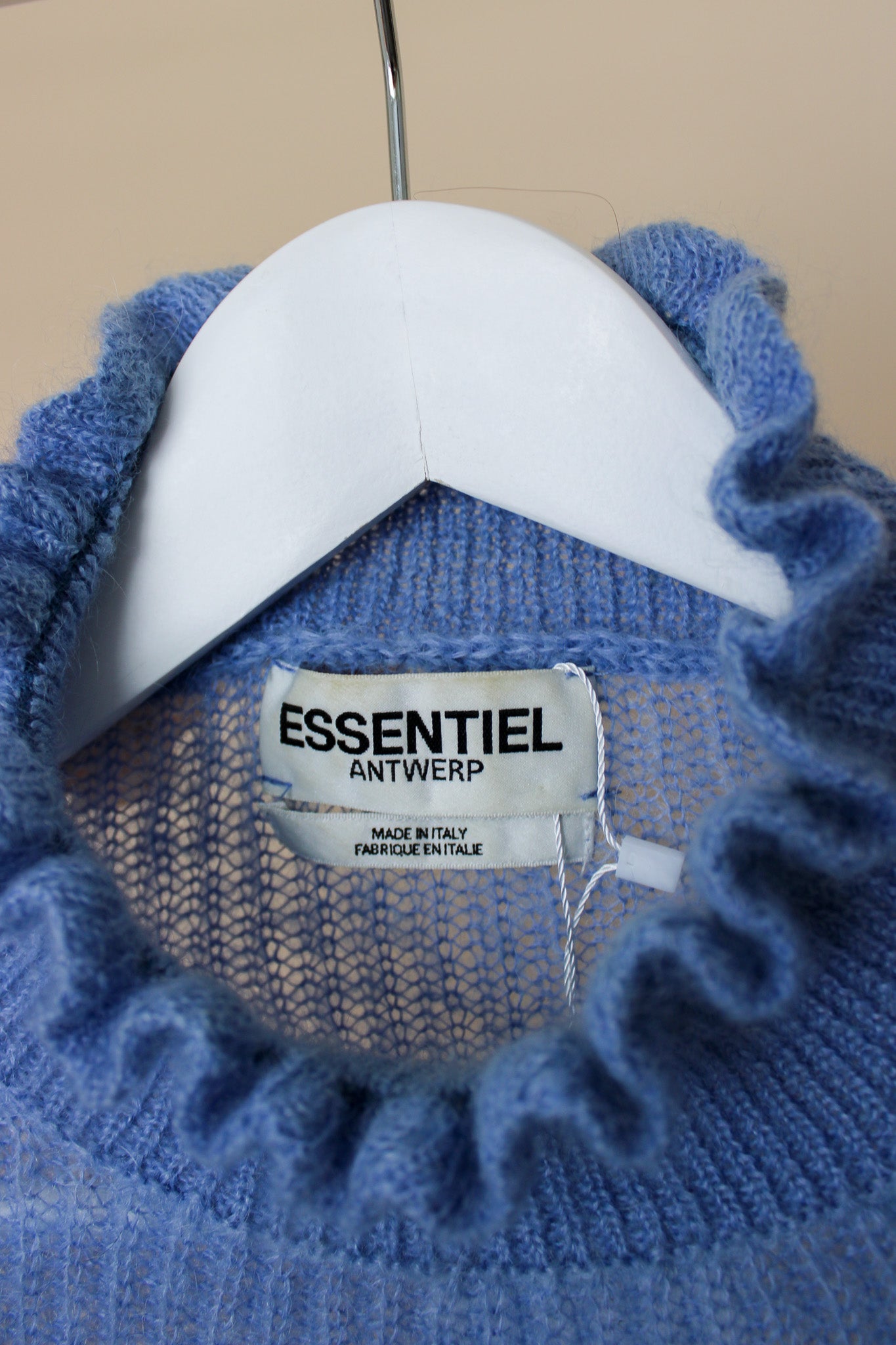 ESSENTIEL ANTWERP Rang High Neck Frill Loose Knit Jumper Size S