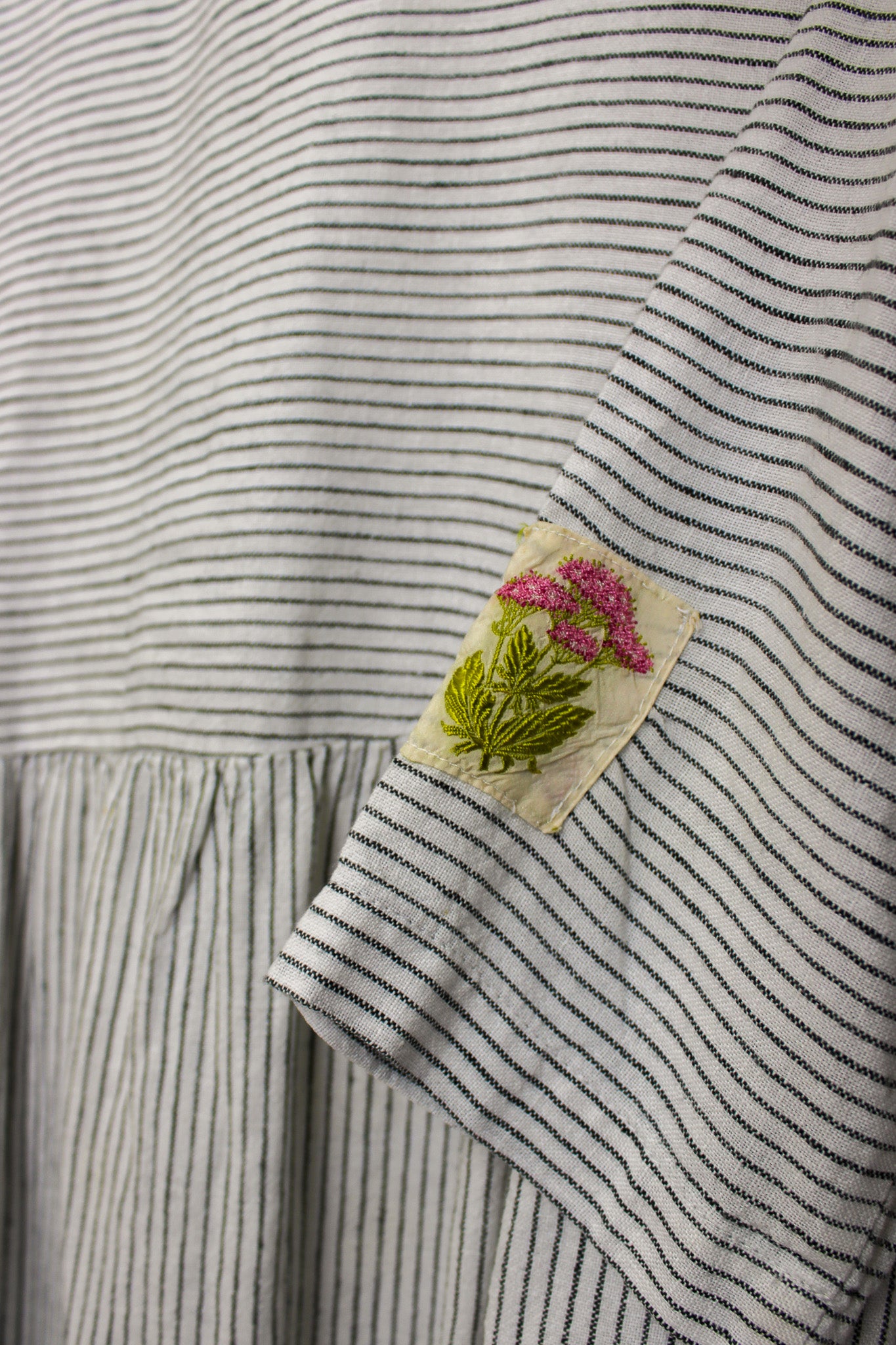 OFFON Loose Washed Striped Linen Midi Dress Size S